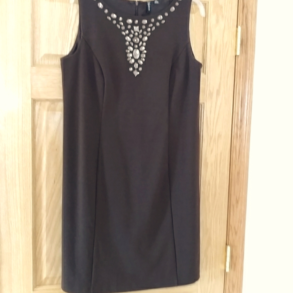Sparkly Sleeveless Dress by Relativity - Dark Brown - 12 - Picture 10 of 15